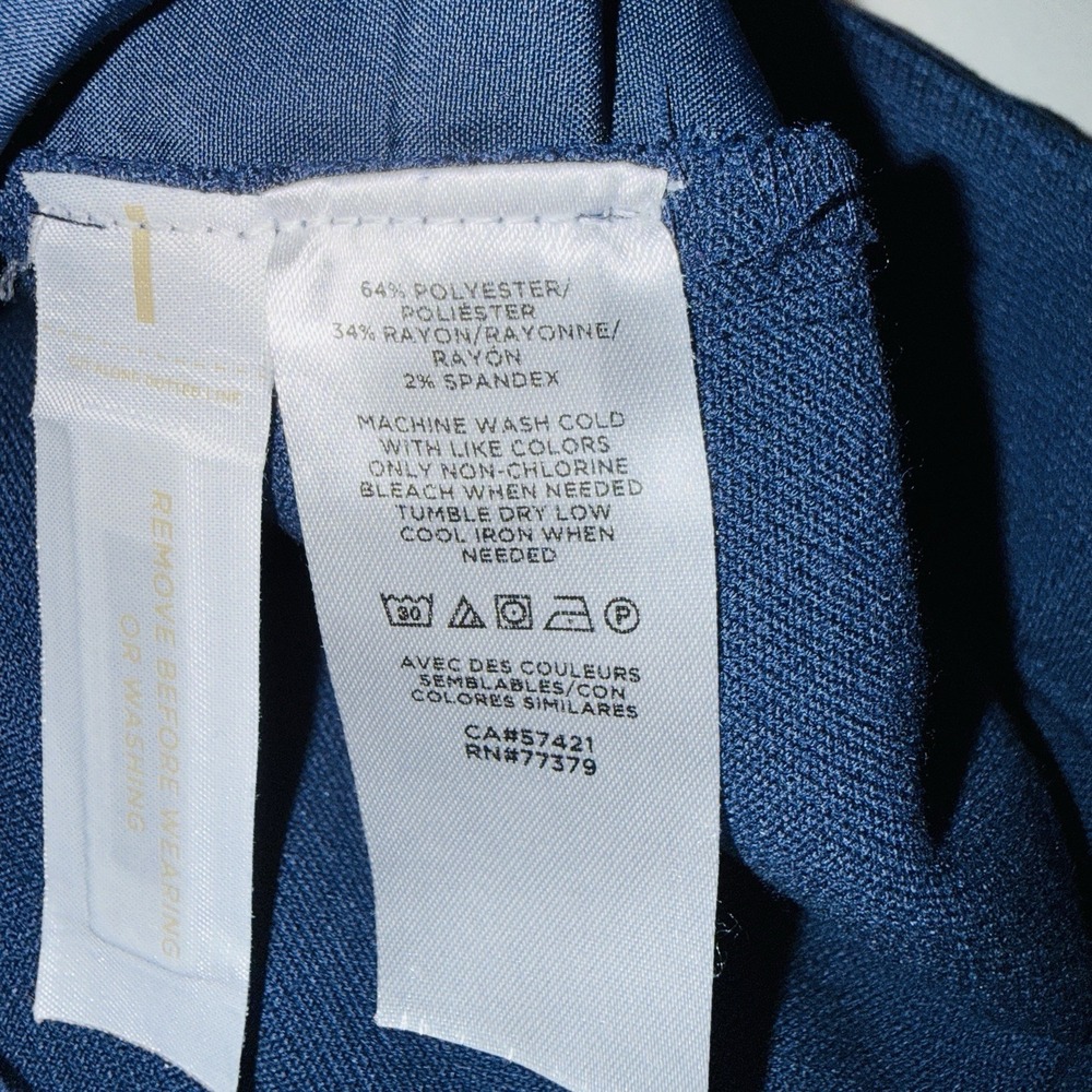 Ann Taylor Women's Blue Wide Leg Crop Pants Sz 14 High Rise Crepe Trousers EUC - Picture 4 of 8